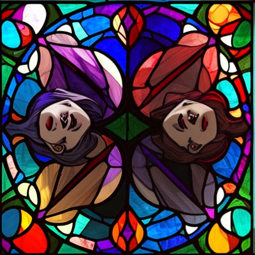  stained glass, two vampires in the middle