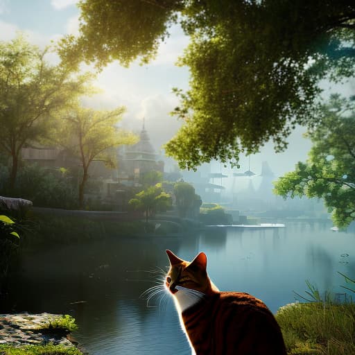 redshift style cute wallpaper with cats hyperrealistic, full body, detailed clothing, highly detailed, cinematic lighting, stunningly beautiful, intricate, sharp focus, f/1. 8, 85mm, (centered image composition), (professionally color graded), ((bright soft diffused light)), volumetric fog, trending on instagram, trending on tumblr, HDR 4K, 8K