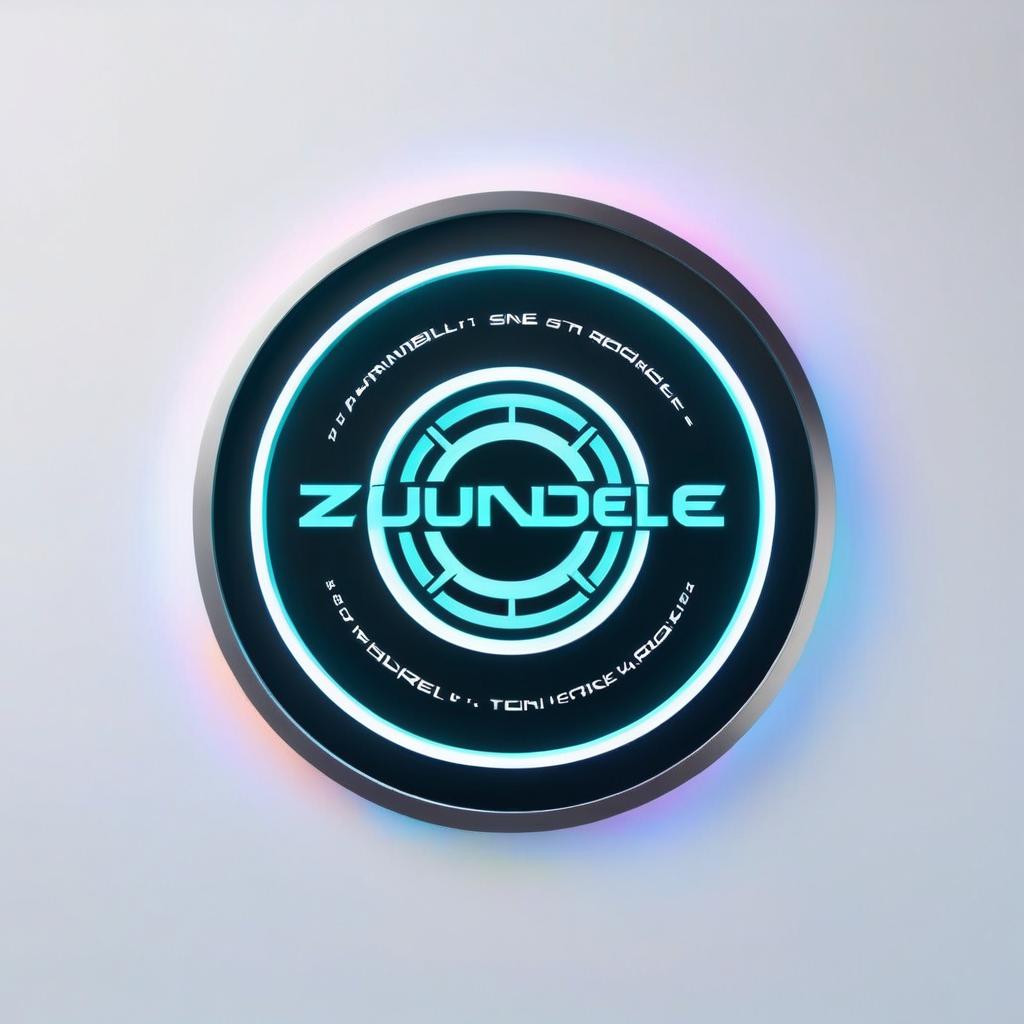  futuristic sign that says zundel zone”and make sure the sign says zundel zone and nothing else and add a ring, (logo), advanced, high tech, sleek, sci fi, abstract, digital elements, metallic, neon colors, progressive