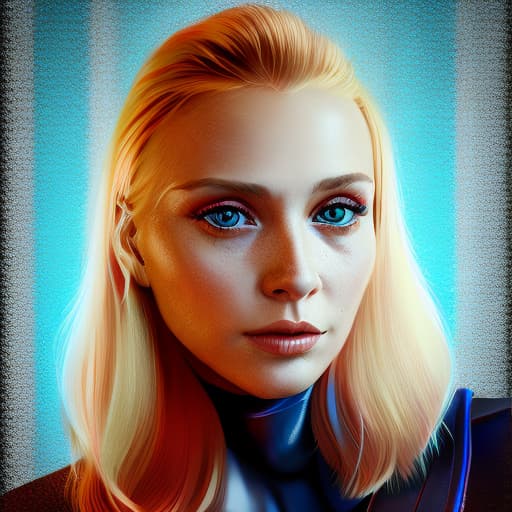 portrait+ style Russian queer TV actress blonde female face