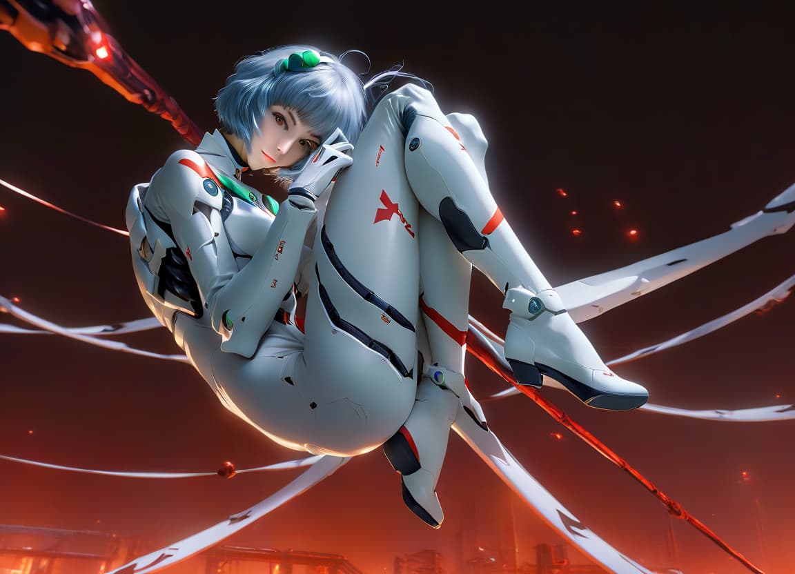  cinematic photo anime girl floating above the air with her legs up in the air and her, rei ayanami, rogue anime girl ayanami rei, evangelion, nixeu, pixiv 3dcg, evangelion anime, at pixiv, sci fi concept art, ayanami, featured on pixiv,looking at the viewer, reclining position, hyperrealism, 3d style, bloody style,bloody gradient in the background, one girl, two legs , парит в воздухе . 35mm photograph, film, bokeh, professional, 4k, highly detailed, film photography style, perfecteyes hyperrealistic, full body, detailed clothing, highly detailed, cinematic lighting, stunningly beautiful, intricate, sharp focus, f/1. 8, 85mm, (centered image composition), (professionally color graded), ((bright soft diffused light)), volumetric fog, trending on instagram, trending on tumblr, HDR 4K, 8K