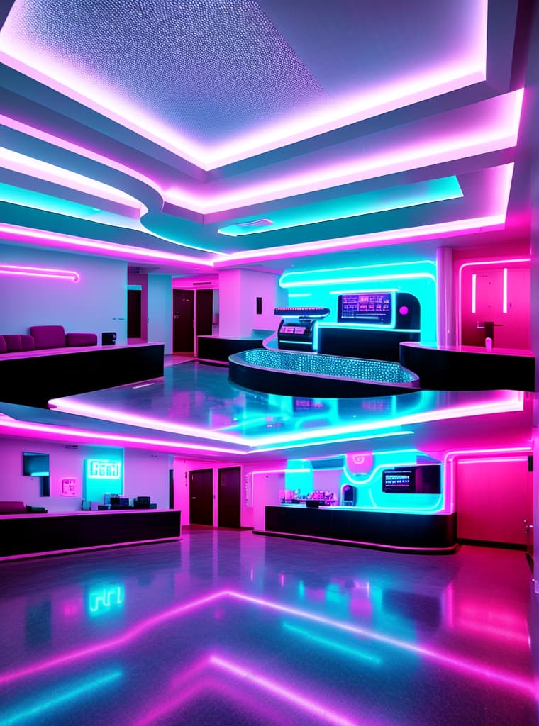  neon futuristic sex hotel lobby