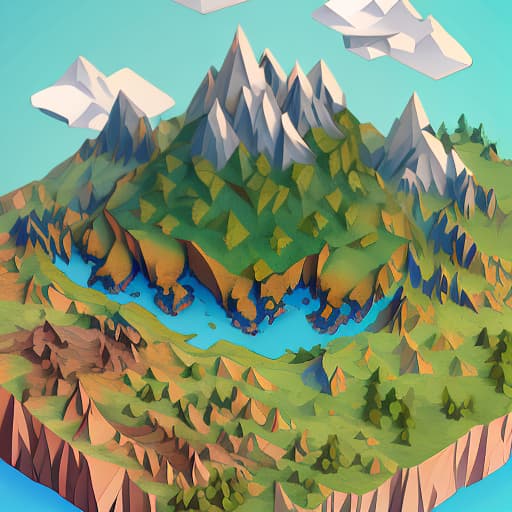  dragon shadow forest with mountains in the background, angle view, (isometric:1.2), low poly object, highly detailed, depth, lumen render, 8k