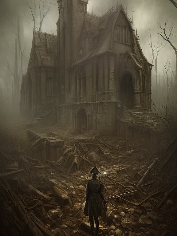 dvarchmodern a world war i trench in gothic style, dark , creepy , blood , monsters , by jason engle , carlos huante , charlie bowater , simon lee , brom