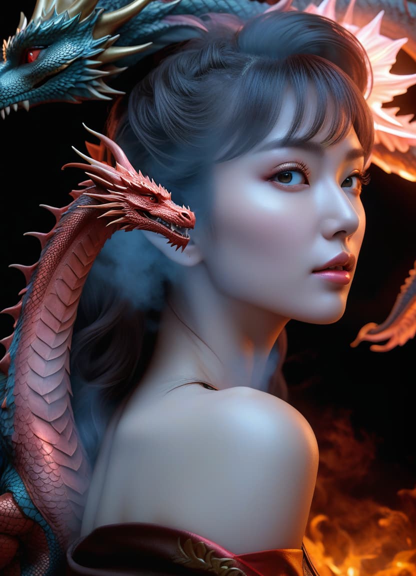  hyperrealistic art girl and dragon . extremely high resolution details, photographic, realism pushed to extreme, fine texture, incredibly lifelike, perfecteyes, hkmagic hyperrealistic, full body, detailed clothing, highly detailed, cinematic lighting, stunningly beautiful, intricate, sharp focus, f/1. 8, 85mm, (centered image composition), (professionally color graded), ((bright soft diffused light)), volumetric fog, trending on instagram, trending on tumblr, HDR 4K, 8K