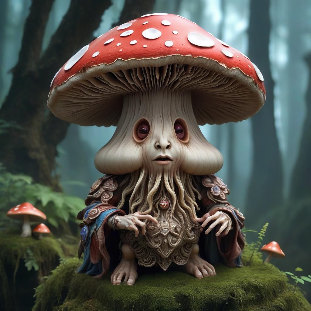  breathtaking humanoid mushroom, druid . award winning, professional, highly detailed, hkmagic