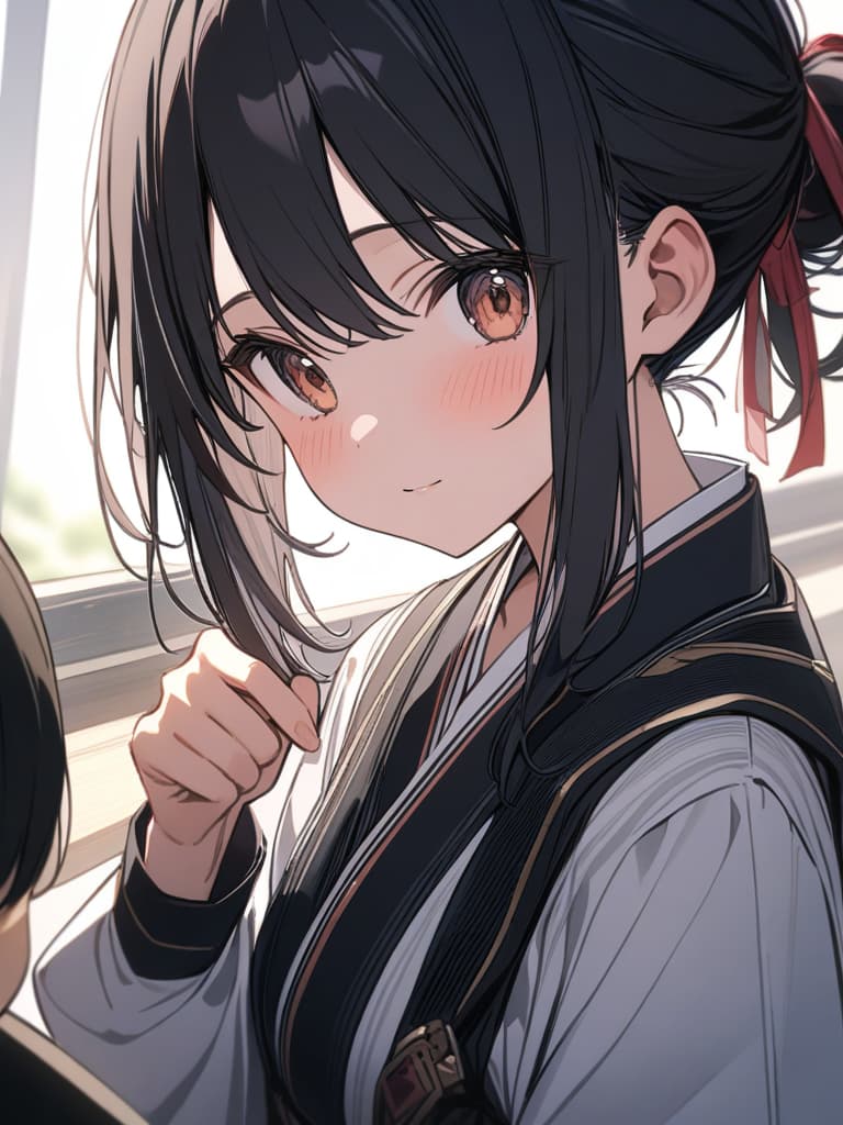  a japanese woman with a big that is so cute, her uniform is so cute, cute, young japanese woman with a big , cute, and a kimono, a young japanese woman, black hair., masterpiece, best quality,8k,ultra detailed,high resolution,an extremely delicate and beautiful,hyper detail