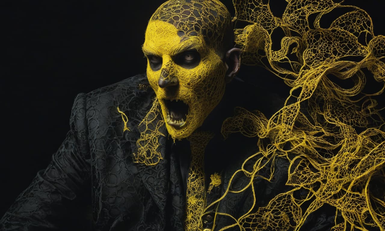  the man began to ooze the dark evil from within. sophisticatedly weaving lace with sticky muki yellow rot filled their souls infecting them with madness, speeding up the pace of the fugue. .