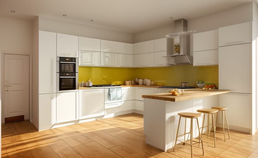  colour ful kitchen, morning light, inframe