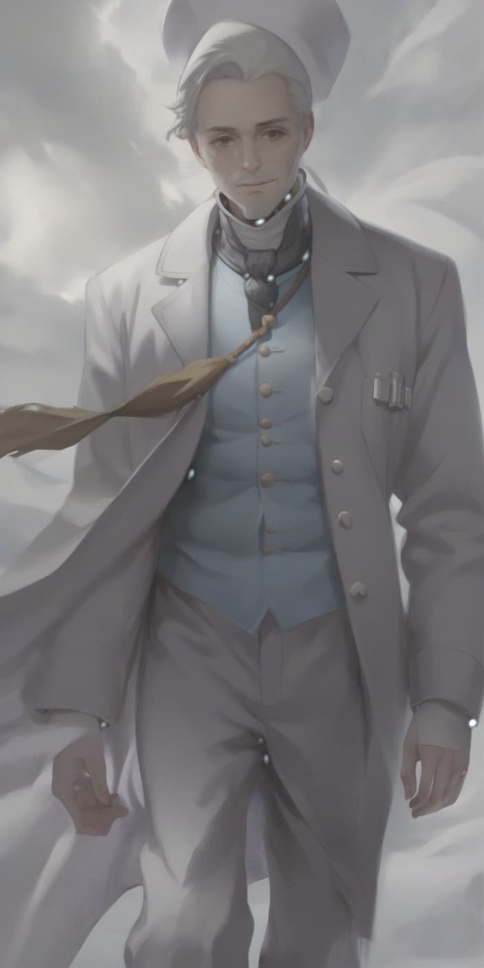  man in long white coat and white hat