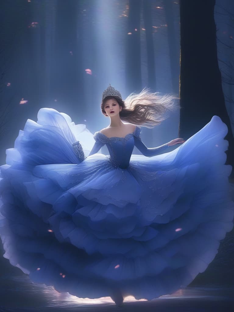  detailed,vivid colors,rough forest background,(masterpiece,hyper quality 1 5),ultra detailed,highlight eyes,detailed face,looking,scenery,master piece,best quality,ultra detailed,high resolution,8k,a ballerina,ballerina clothes,cute dollike girls,a sea of clouds illuminated by moonlight,dark forest world,magical animals,charming girls,gothic lolita,100 tiered ruffle,dark gradient,black swan hyperrealistic, full body, detailed clothing, highly detailed, cinematic lighting, stunningly beautiful, intricate, sharp focus, f/1. 8, 85mm, (centered image composition), (professionally color graded), ((bright soft diffused light)), volumetric fog, trending on instagram, trending on tumblr, HDR 4K, 8K