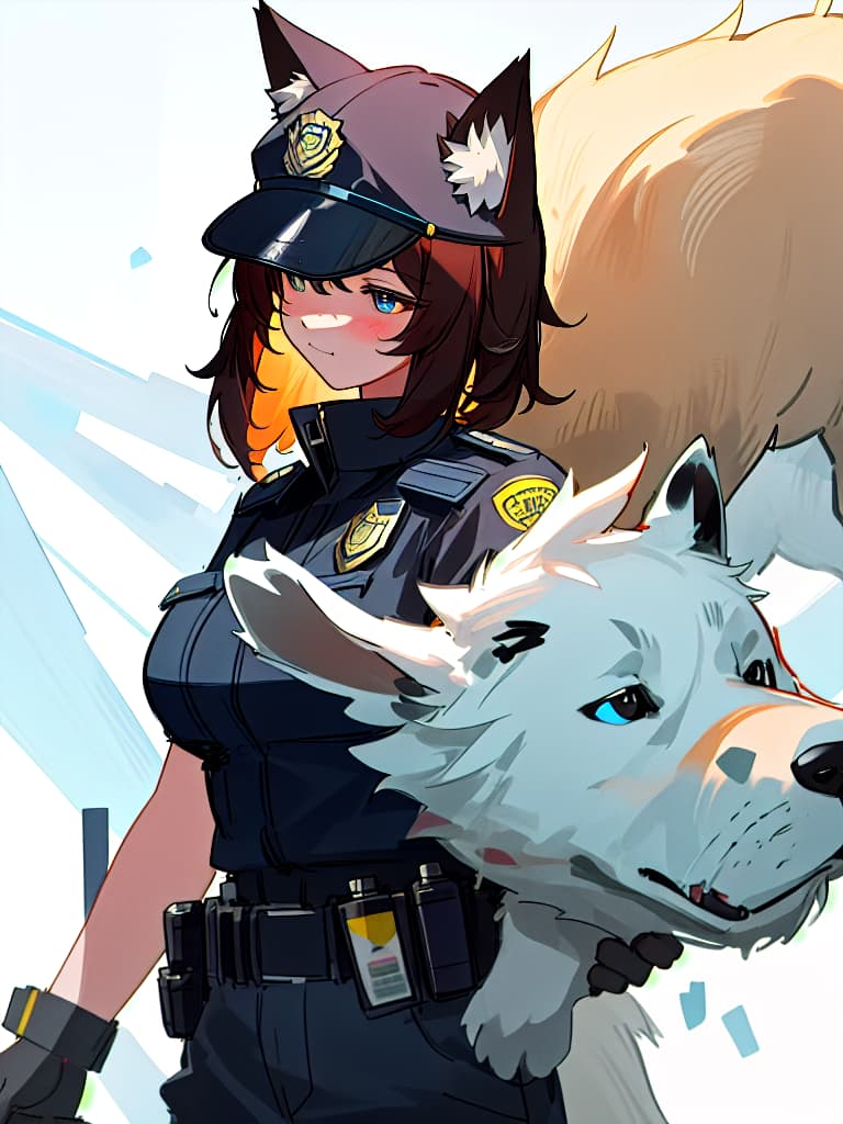  police officer, dog ear, masterpiece, best quality,8k,ultra detailed,high resolution,an extremely delicate and beautiful,hyper detail