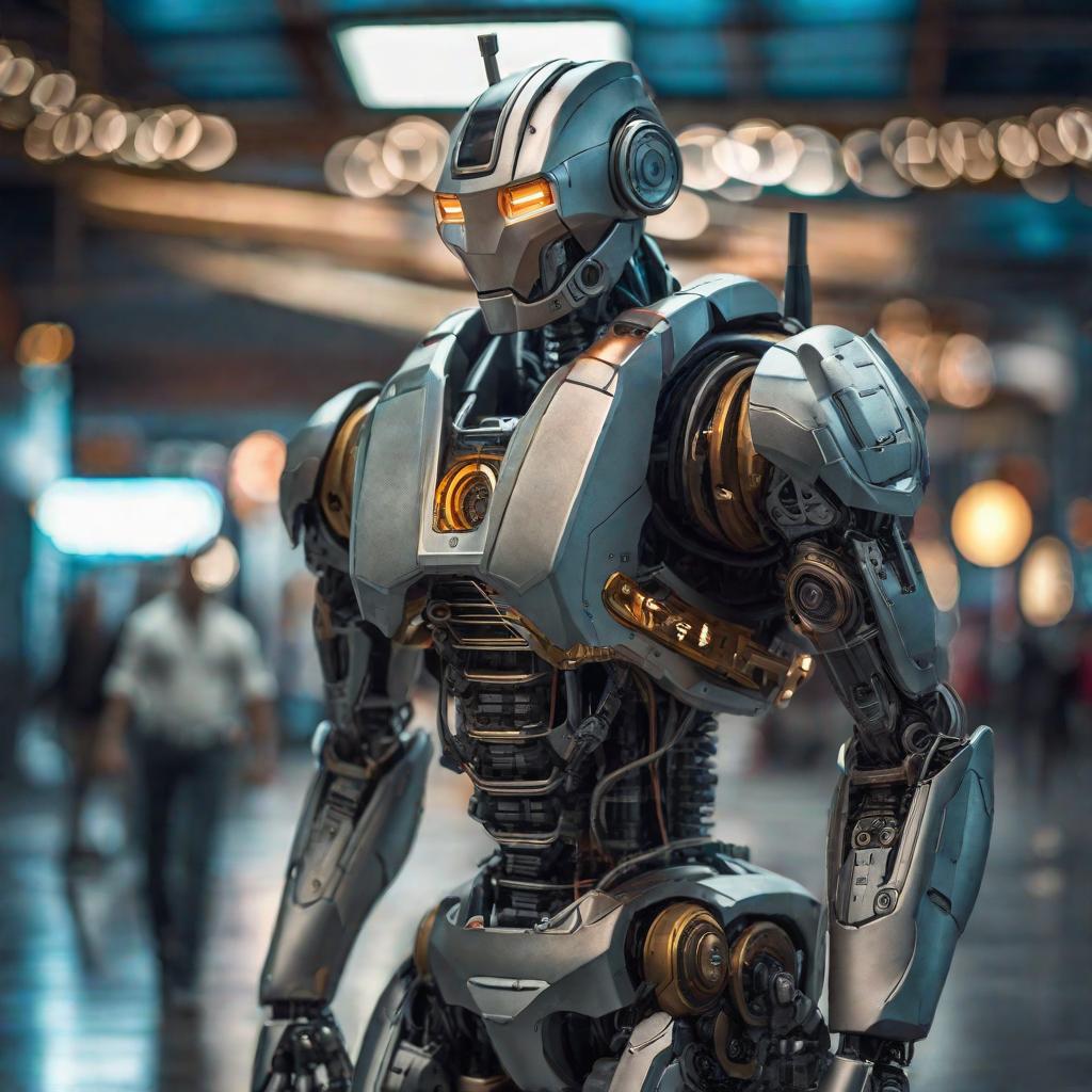  robot humanoide hyperrealistic, full body, detailed clothing, highly detailed, cinematic lighting, stunningly beautiful, intricate, sharp focus, f/1. 8, 85mm, (centered image composition), (professionally color graded), ((bright soft diffused light)), volumetric fog, trending on instagram, trending on tumblr, HDR 4K, 8K