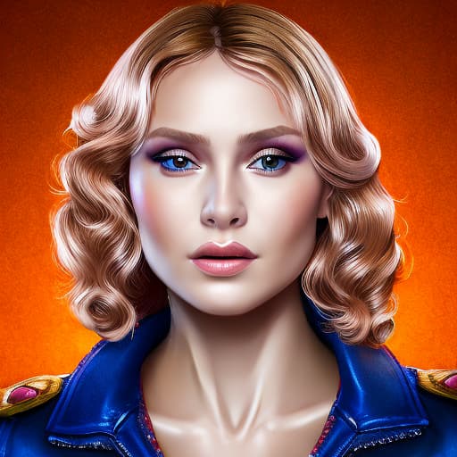 portrait+ style Russian queer TV actress blonde female face