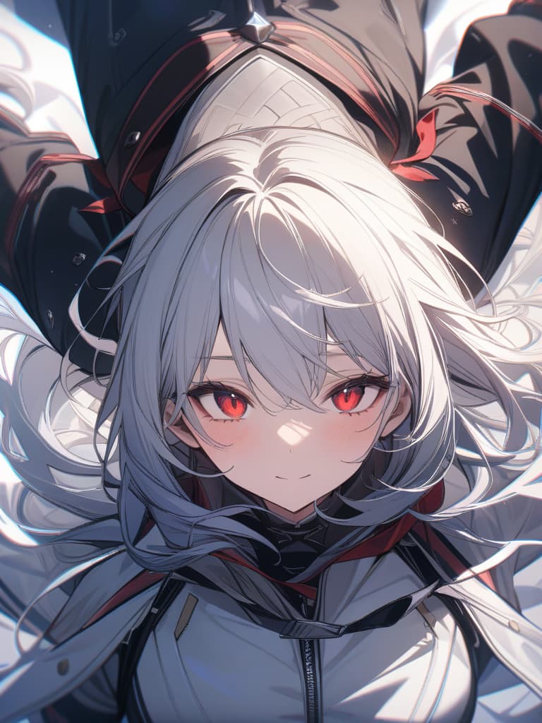  , cute, silver hair, red eyes, a relentless, , masterpiece, best quality,8k,ultra detailed,high resolution,an extremely delicate and beautiful,hyper detail