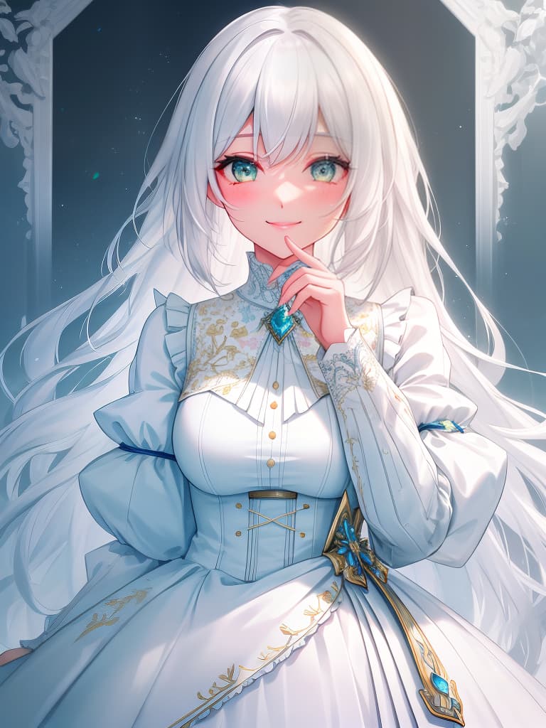  smile girl, white hair, beautiful girl, oddy, pastel color, masterpiece, best quality,8k,ultra detailed,high resolution,an extremely delicate and beautiful,hyper detail hyperrealistic, full body, detailed clothing, highly detailed, cinematic lighting, stunningly beautiful, intricate, sharp focus, f/1. 8, 85mm, (centered image composition), (professionally color graded), ((bright soft diffused light)), volumetric fog, trending on instagram, trending on tumblr, HDR 4K, 8K