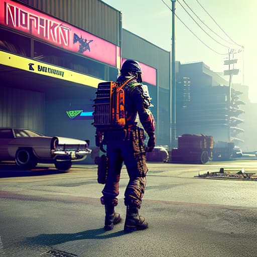 nvinkpunk photo of junkyard hyperrealistic, full body, detailed clothing, highly detailed, cinematic lighting, stunningly beautiful, intricate, sharp focus, f/1. 8, 85mm, (centered image composition), (professionally color graded), ((bright soft diffused light)), volumetric fog, trending on instagram, trending on tumblr, HDR 4K, 8K