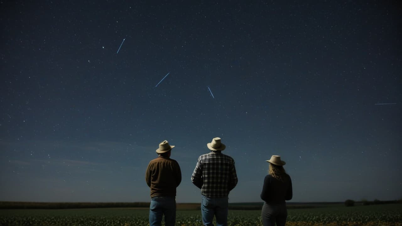  farmers looking at night sky