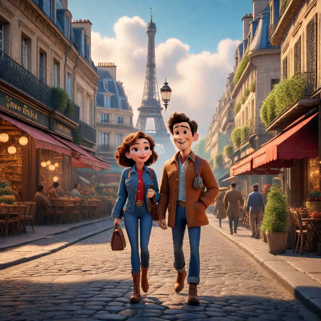  in 3d animated movie style. disney pixar style. paris, a cheerful and imaginative... hyperrealistic, full body, detailed clothing, highly detailed, cinematic lighting, stunningly beautiful, intricate, sharp focus, f/1. 8, 85mm, (centered image composition), (professionally color graded), ((bright soft diffused light)), volumetric fog, trending on instagram, trending on tumblr, HDR 4K, 8K