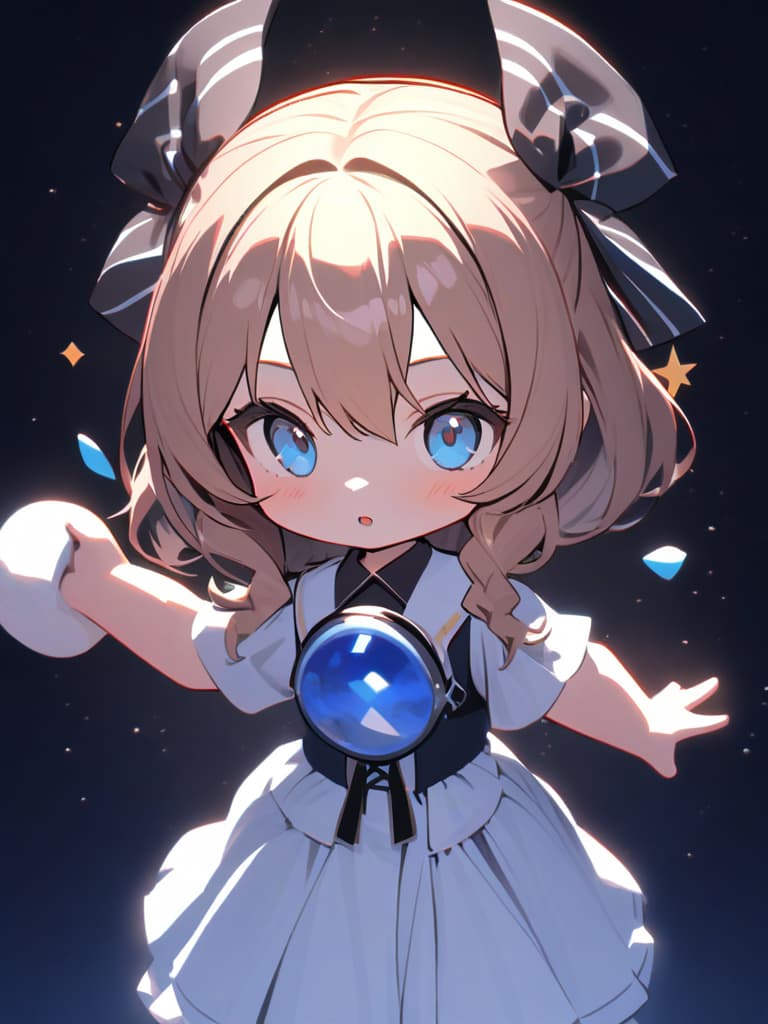  masterpiece,{chibi chara:2.0}{{holding blue nemophila flower:2.0}}(girl){milky beige hair color:2.0}{western style braided hair on the side:2.0}(in cute dress:1.5){3d}high quality,8k,super analysis(ちびキャラ:2.0)