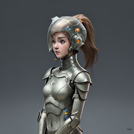  girl, human nature, wearing biological armor, shell, fully enclosed helmet, (solo: 1.5), dynamic, best quality, masterpiece, c4d, ponytail.