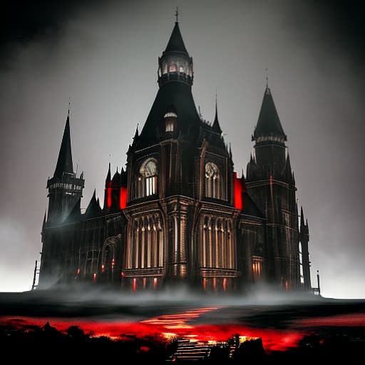  Visually rich anime concept art of a detailed and ominous gothic castle in a dark and magical world. The art features bioluminescent lighting, deep shadows, and a giant red moon in the background. The environment is complex and detailed, with light outlines that create a perfect composition based on the golden ratio. This artwork is a masterpiece, full of intricate details that make it look realistic. The 4K and 8K quality add to the overall beauty of the piece., dark , creepy , blood , monsters , by Jason Engle , Carlos Huante , Charlie Bowater , Simon Lee , Brom hyperrealistic, full body, detailed clothing, highly detailed, cinematic lighting, stunningly beautiful, intricate, sharp focus, f/1. 8, 85mm, (centered image composition), (professionally color graded), ((bright soft diffused light)), volumetric fog, trending on instagram, trending on tumblr, HDR 4K, 8K