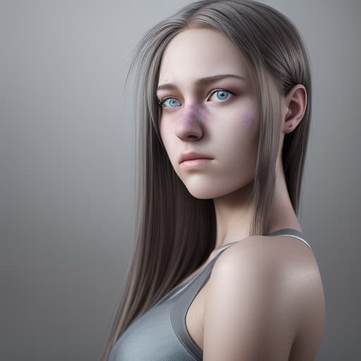  Extremely realistic portrait of a real life titanium girl