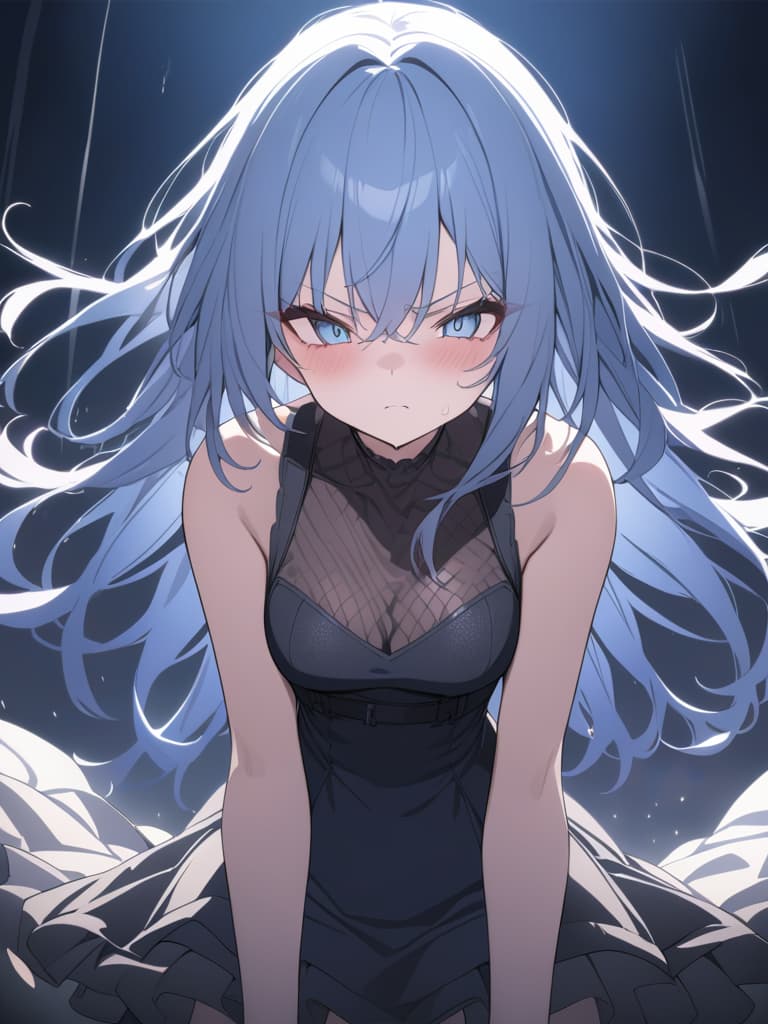  light blue hair, light blue eye, bob hair, darkness, hatred, angry crying, night, world end, masterpiece, best quality,8k,ultra detailed,high resolution,an extremely delicate and beautiful,hyper detail