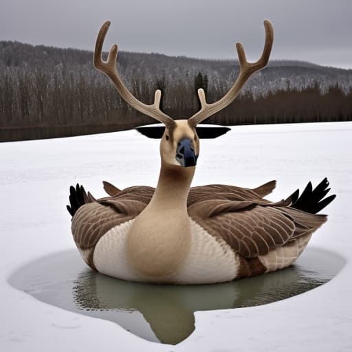  giant goose with very large antlers