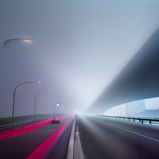 dvarchmodern foggy road at night on the highway