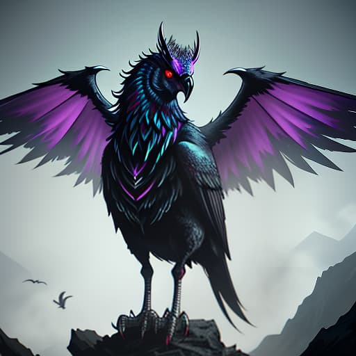  monster bird, demon creator, god of darkness and death, fantasy, man hyperrealistic, full body, detailed clothing, highly detailed, cinematic lighting, stunningly beautiful, intricate, sharp focus, f/1. 8, 85mm, (centered image composition), (professionally color graded), ((bright soft diffused light)), volumetric fog, trending on instagram, trending on tumblr, HDR 4K, 8K