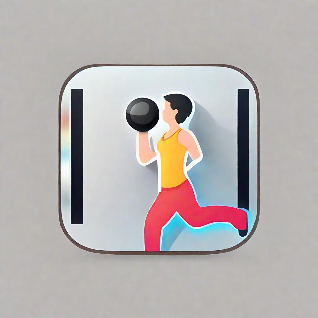  app icon of person in standing position do a fitness game in front of a tv