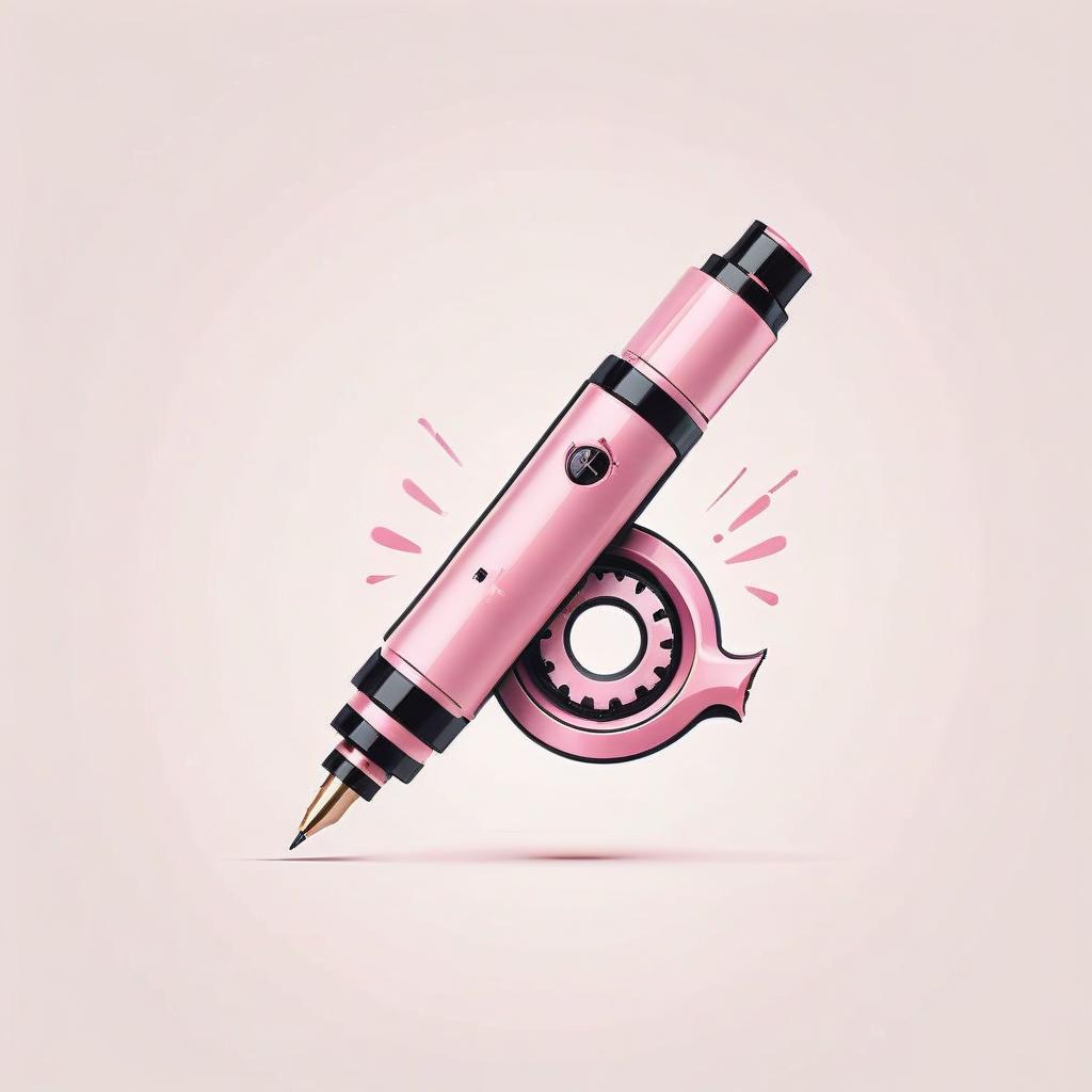  minimalist style draw a rotary pen tattoo machine pink . simple, clean, uncluttered, modern, elegant, logo