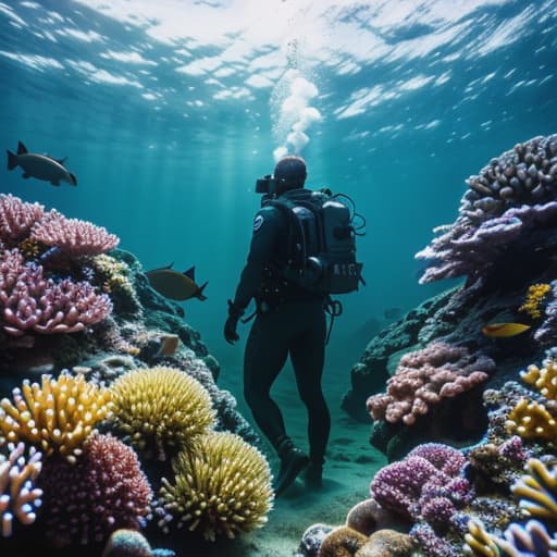  under ocean water fish hyperrealistic, full body, detailed clothing, highly detailed, cinematic lighting, stunningly beautiful, intricate, sharp focus, f/1. 8, 85mm, (centered image composition), (professionally color graded), ((bright soft diffused light)), volumetric fog, trending on instagram, trending on tumblr, HDR 4K, 8K