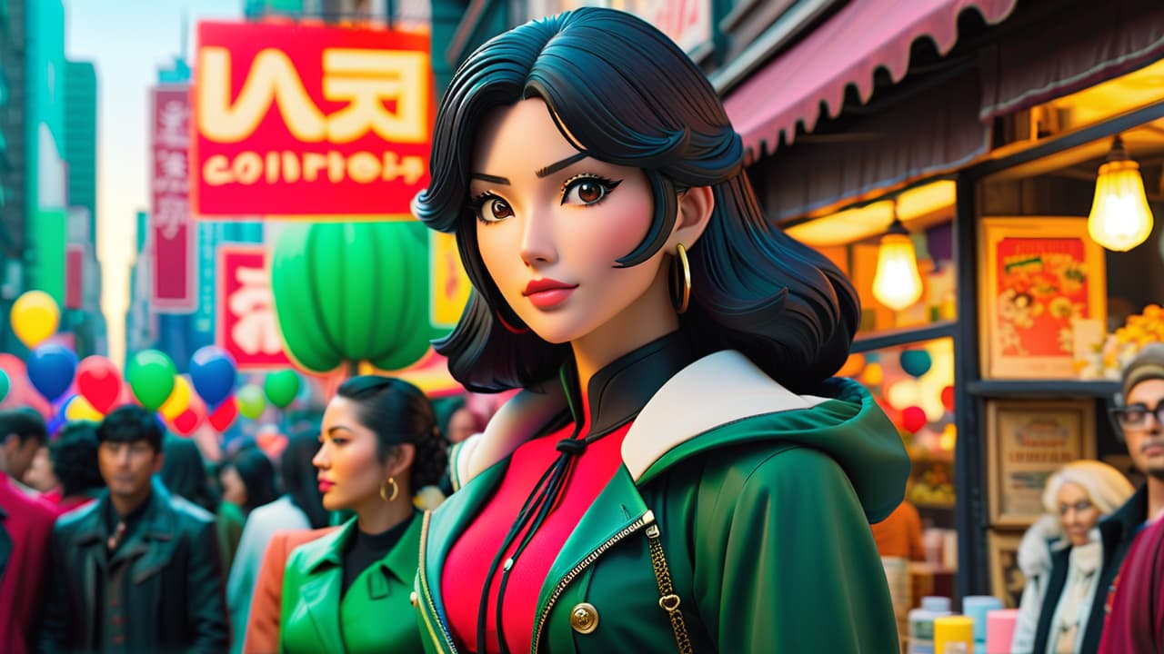  a vibrant display of anime collectibles, featuring rare figurines, vintage posters, and limited edition merchandise, set against a backdrop of a bustling marketplace with enthusiastic fans browsing and engaging with sellers. hyperrealistic, full body, detailed clothing, highly detailed, cinematic lighting, stunningly beautiful, intricate, sharp focus, f/1. 8, 85mm, (centered image composition), (professionally color graded), ((bright soft diffused light)), volumetric fog, trending on instagram, trending on tumblr, HDR 4K, 8K