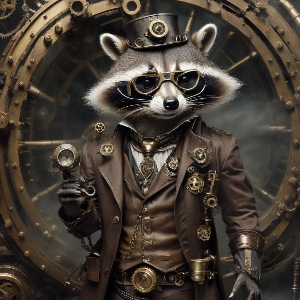  steam punk, ghost raccoon.