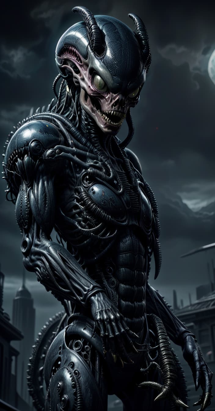  macabre style xenomorph, monster, space, realism, horror . dark, gothic, grim, haunting, highly detailed, civitai