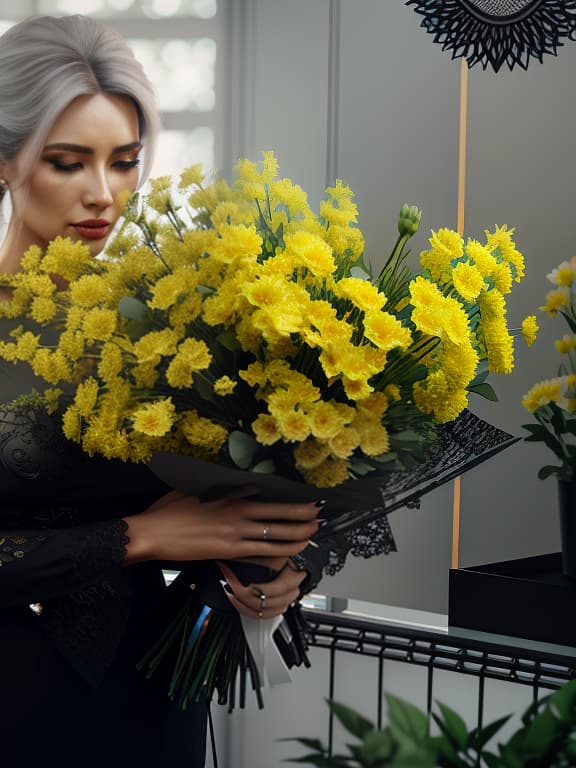  a woman with flowers, (3d render:1.25), realistic, dark, epic, (detailed:1.22), textured hyperrealistic, full body, detailed clothing, highly detailed, cinematic lighting, stunningly beautiful, intricate, sharp focus, f/1. 8, 85mm, (centered image composition), (professionally color graded), ((bright soft diffused light)), volumetric fog, trending on instagram, trending on tumblr, HDR 4K, 8K