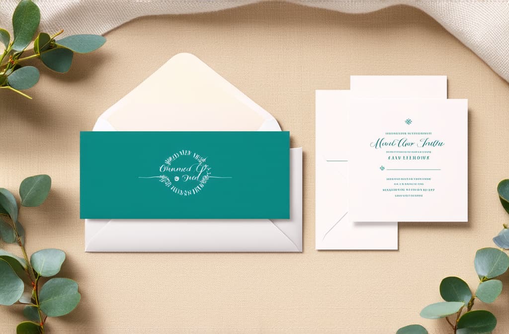  flat lay mockup wedding invitation set with eucalyptus and fabric on the beige background ar 3:2 {prompt}, maximum details