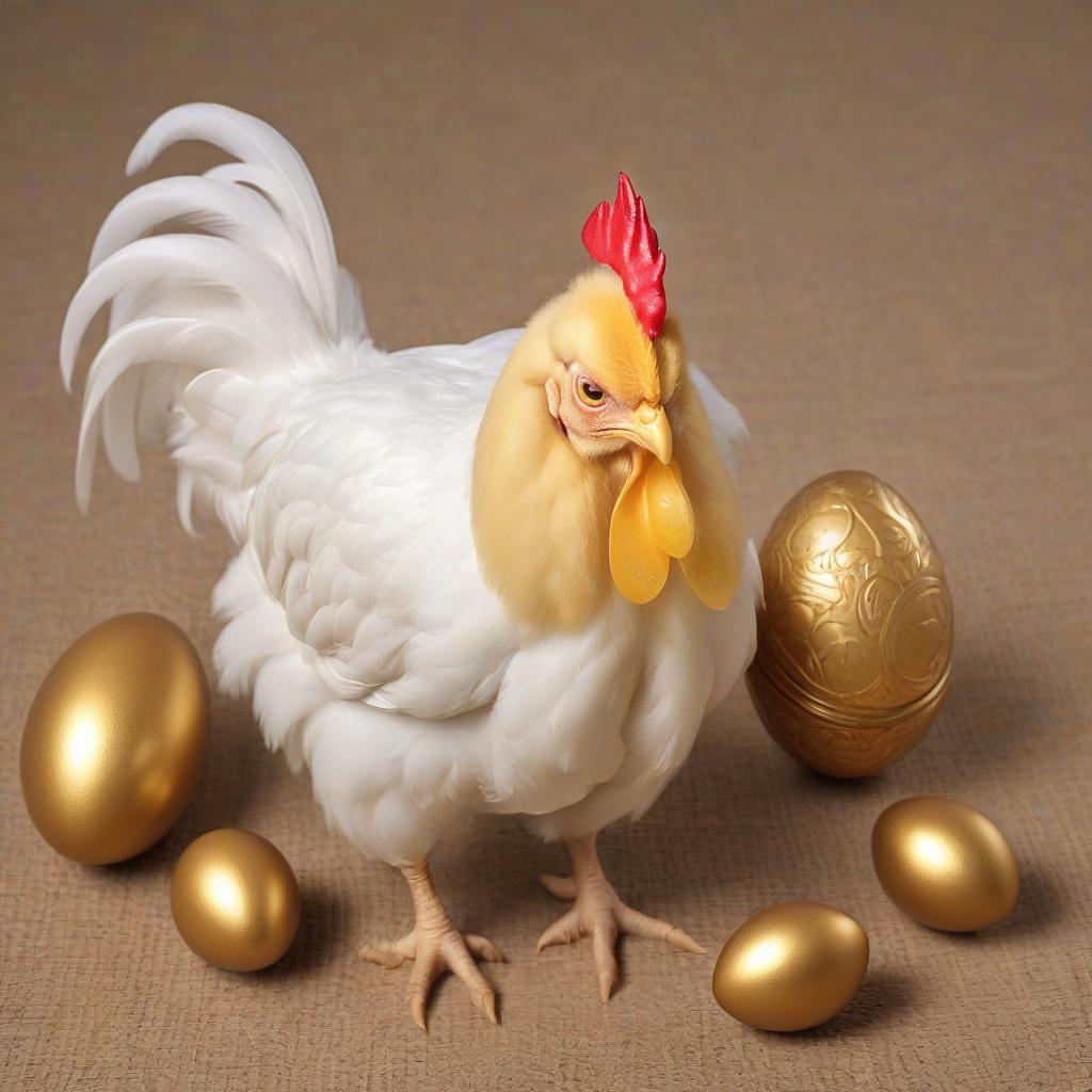  the ryaba chicken carries a golden testicle an image of the ryaba chicken with a golden egg.