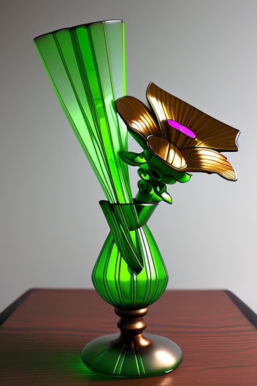  Steampunk vintage uranium glass vase on desk