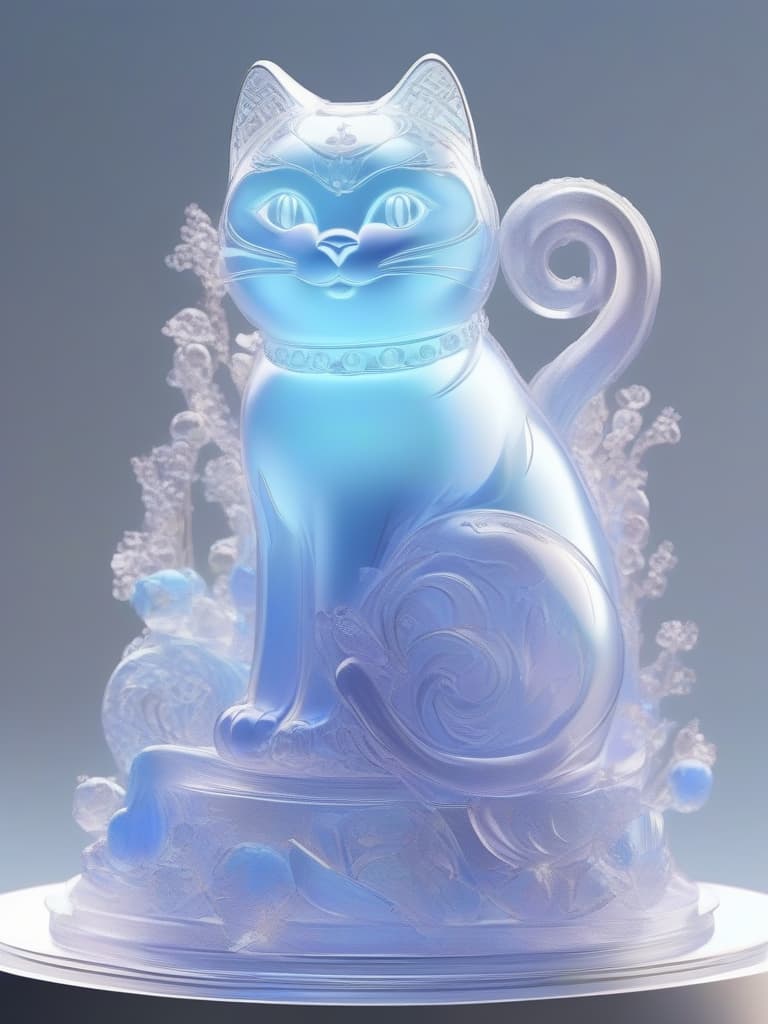  masterpiece,3d,transparent candy sculpture,one candy cat,cute,glossy light,luster,inner light,sketchy,super delicate,super resolution,super high quality,