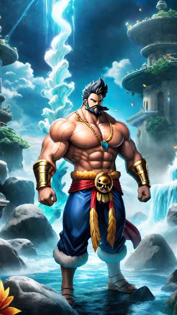  create an anime art depicting the ancient energy connecting pluton, poseidon, and uranus from one piece. hyperrealistic, full body, detailed clothing, highly detailed, cinematic lighting, stunningly beautiful, intricate, sharp focus, f/1. 8, 85mm, (centered image composition), (professionally color graded), ((bright soft diffused light)), volumetric fog, trending on instagram, trending on tumblr, HDR 4K, 8K