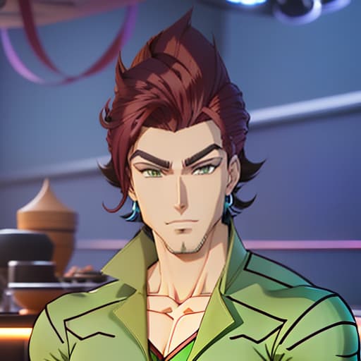  A guy from the Winx Club cartoon, his hair is dark red and smoothly combed back and up in a hairstyle. The boy has a muscular build, usually wearing clothing with short sleeves. His outfit is a light green colored tank top and dark brownish gray shorts with added pockets. hyperrealistic, full body, detailed clothing, highly detailed, cinematic lighting, stunningly beautiful, intricate, sharp focus, f/1. 8, 85mm, (centered image composition), (professionally color graded), ((bright soft diffused light)), volumetric fog, trending on instagram, trending on tumblr, HDR 4K, 8K