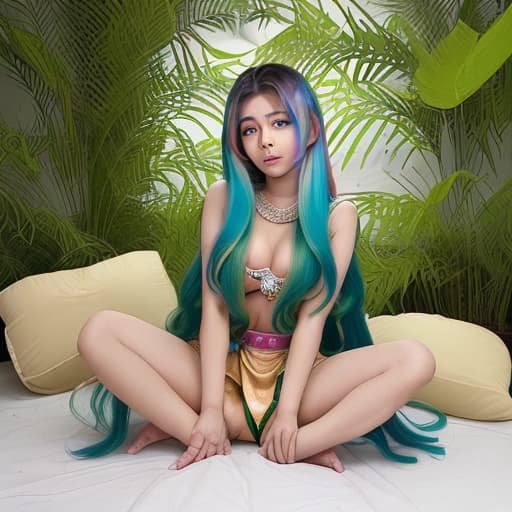  a 28age indian lady her hair rainbow color and she lying different in the circle it was covered by green leaves and she show sex positions so spicy positions like lying on pillows