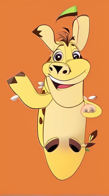  the same giraffe character but as a wacky humorous 3d animated character.