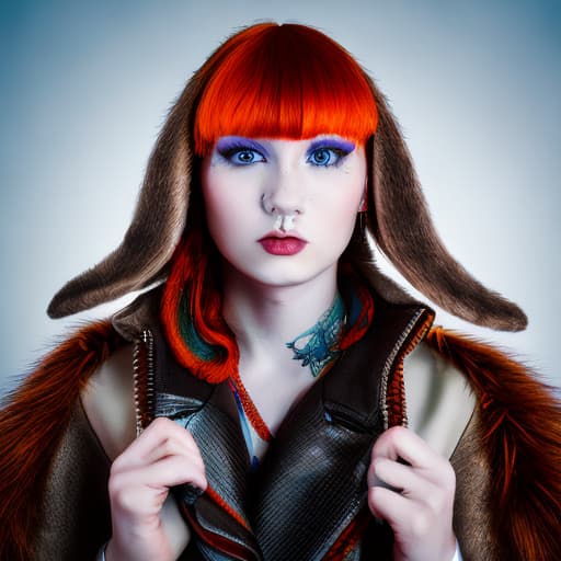 portrait+ style Russian LGBT queer Rock singer ginger female face