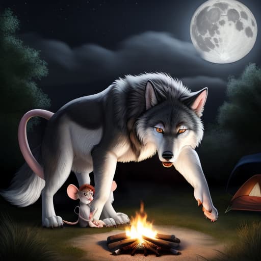  Feral wolf with white and silver fur anally penetrating tiny anthro mouse with white fur and red hair. Forced penetration. Anal. Primal. size difference. Feral on anthro. Feral wolf knotted . ming. Howl. Campsite. Small mouse body. Tiniest body. 1st grade. Daycare. Anthro mouse crying. Full moon. Night. Campfire., open eyes, digital art, masterpiece, 4k, fine details,