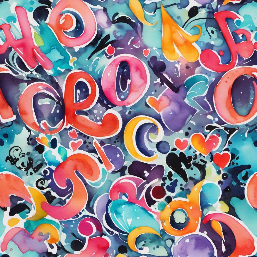  poer in graffiti letters , watercolor style