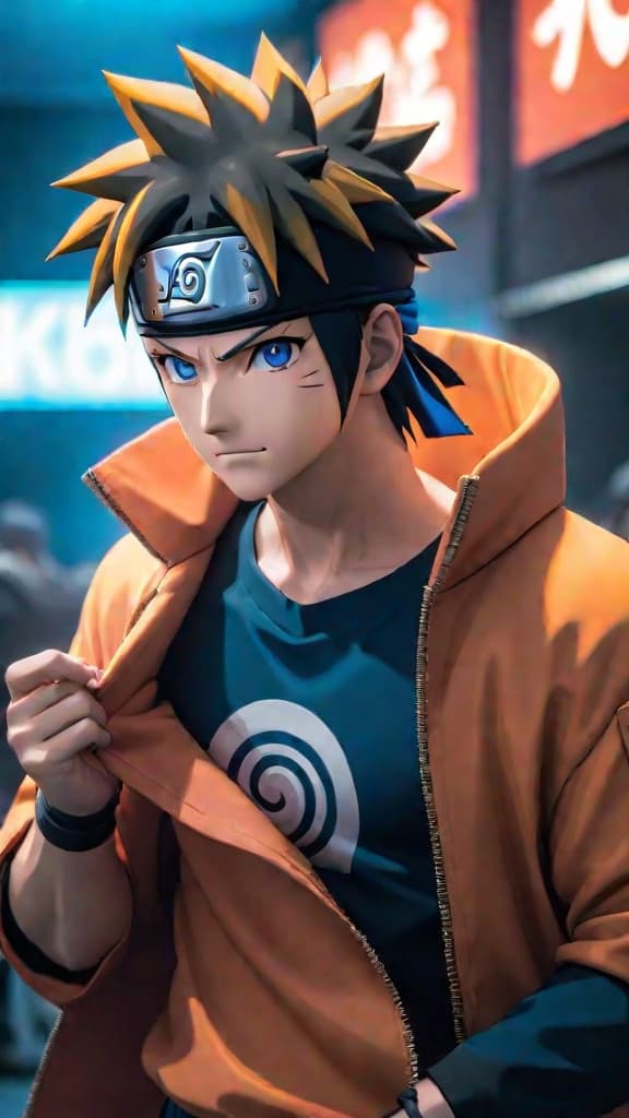  naruto in a blue box hyperrealistic, full body, detailed clothing, highly detailed, cinematic lighting, stunningly beautiful, intricate, sharp focus, f/1. 8, 85mm, (centered image composition), (professionally color graded), ((bright soft diffused light)), volumetric fog, trending on instagram, trending on tumblr, HDR 4K, 8K